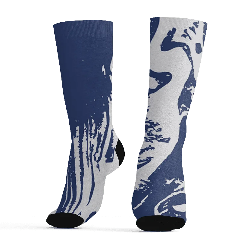 NastyJamz Midnight Navy 5s Socks Match Hustle All Day All-Over Print