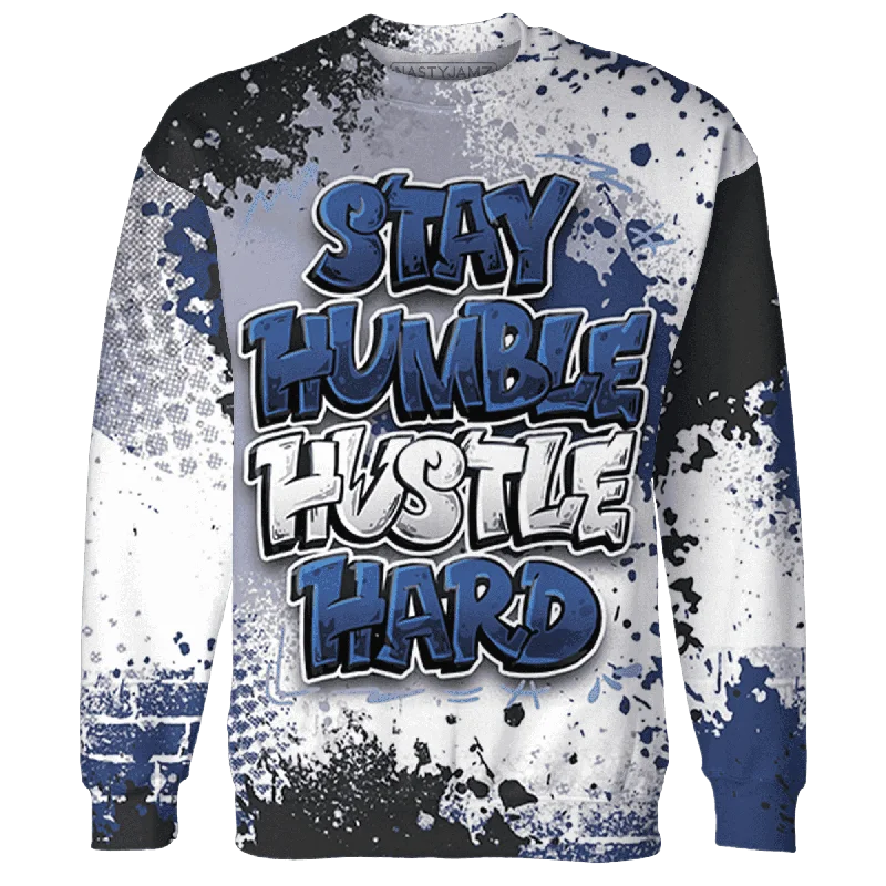 NastyJamz Midnight Navy 5s Sweatshirt Match Stay Humble Hustle Hard All-Over Print