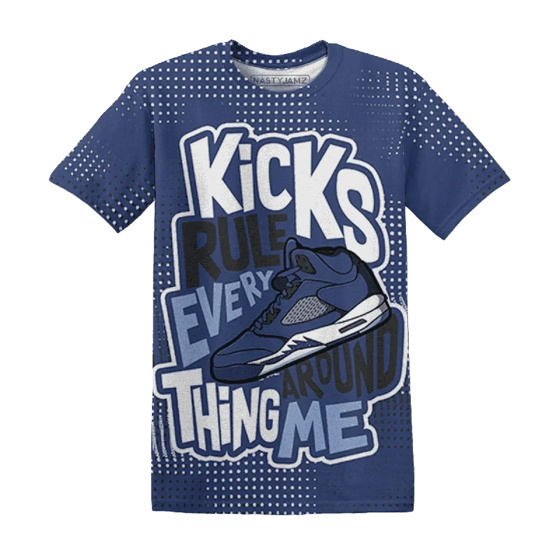 NastyJamz Midnight Navy 5s T-Shirt Match Kicks Rule All-Over Print