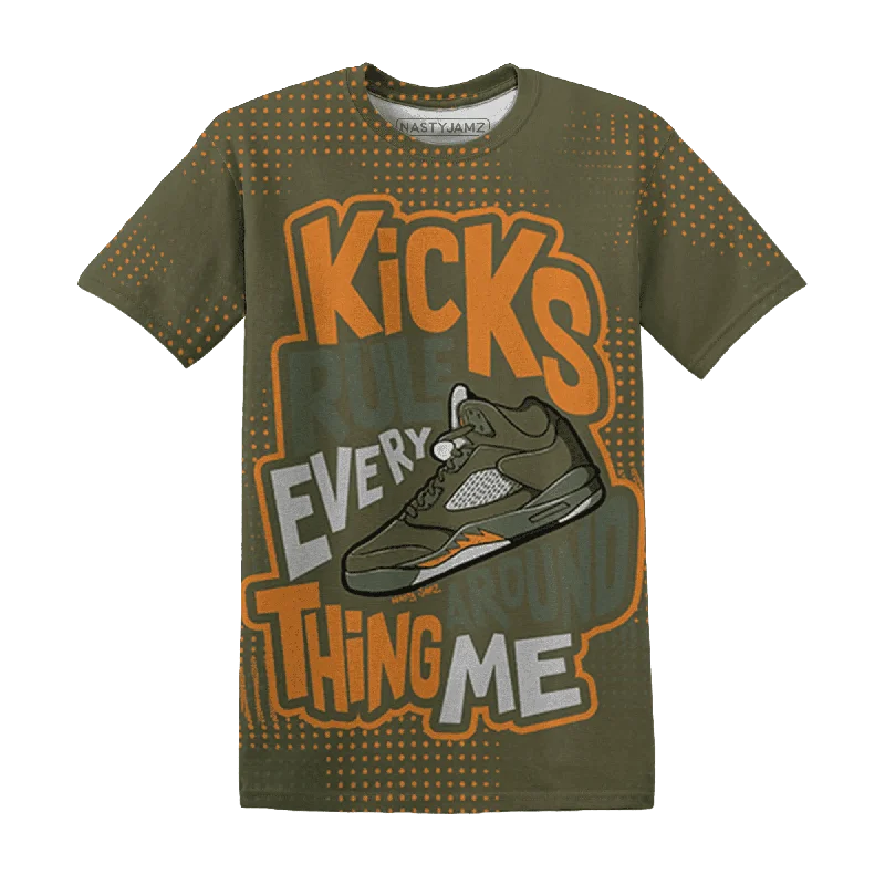 NastyJamz Olive 5s T-Shirt Match Kicks Rule All-Over Print