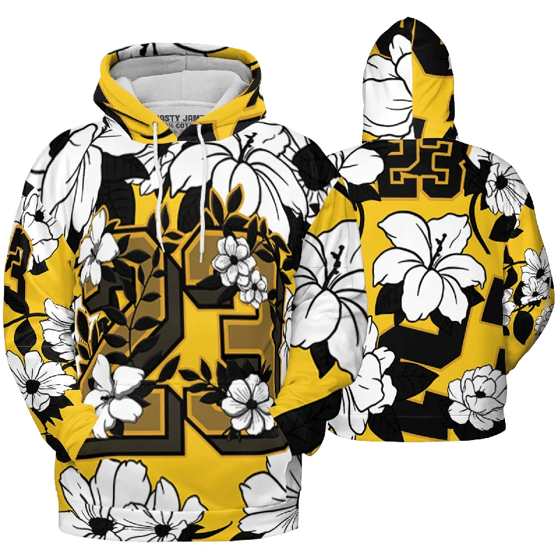 NastyJamz Yellow Ochre 6s Hoodie Match 23 Floral Flowers All-Over Print