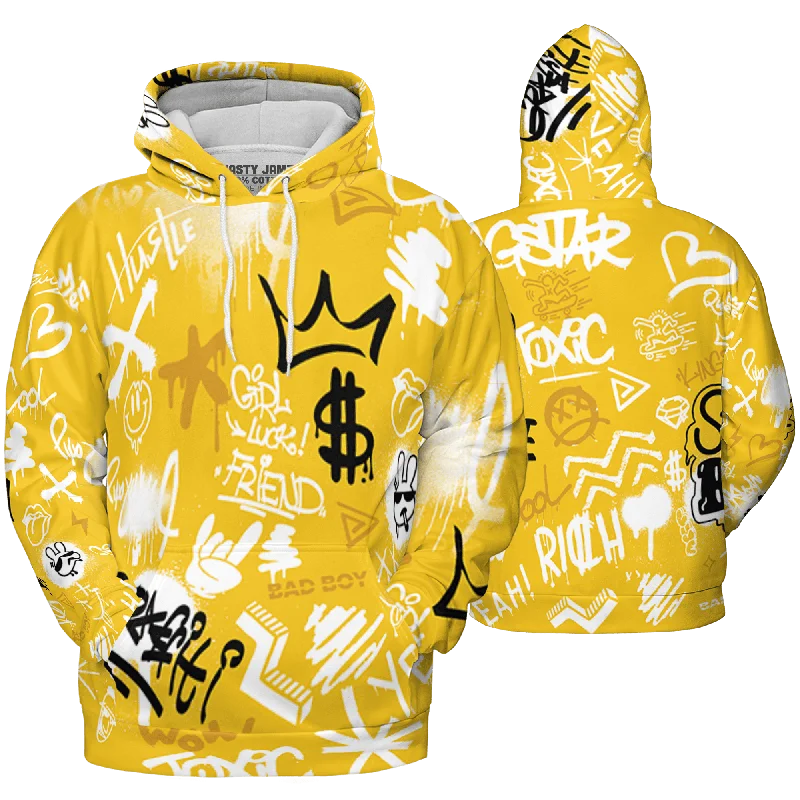 NastyJamz Yellow Ochre 6s Hoodie Match Graffiti King Doodle Style All-Over Print