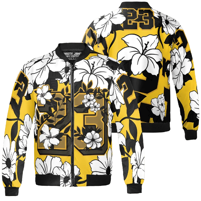 NastyJamz Yellow Ochre 6s Jacket Match 23 Floral Flowers All-Over Print