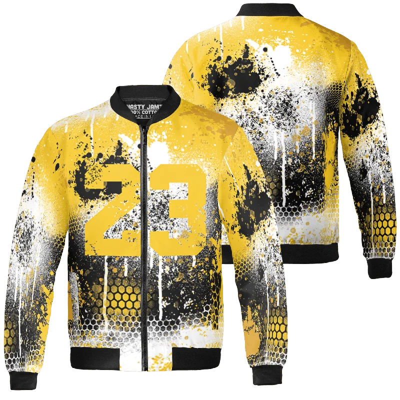 NastyJamz Yellow Ochre 6s Jacket Match 23 Painted Graffiti All-Over Print