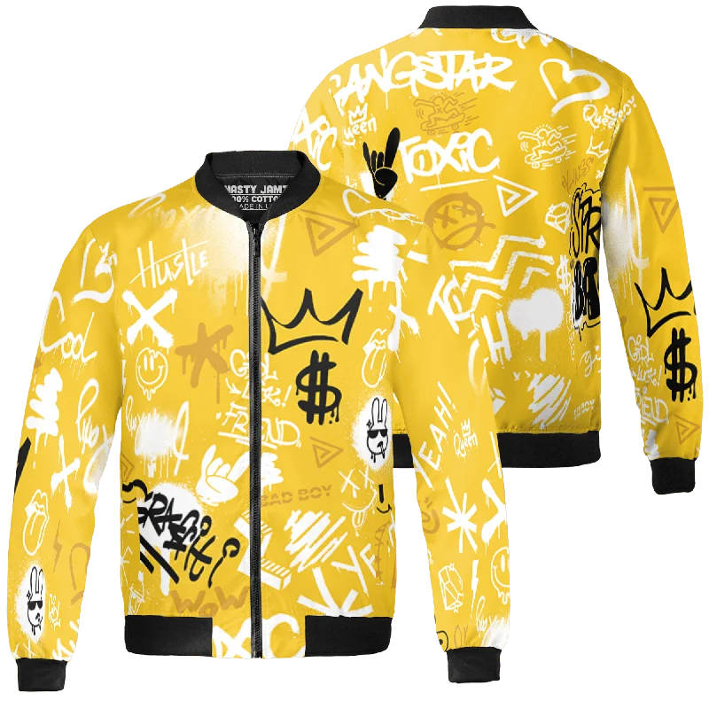 NastyJamz Yellow Ochre 6s Jacket Match Graffiti King Doodle Style All-Over Print