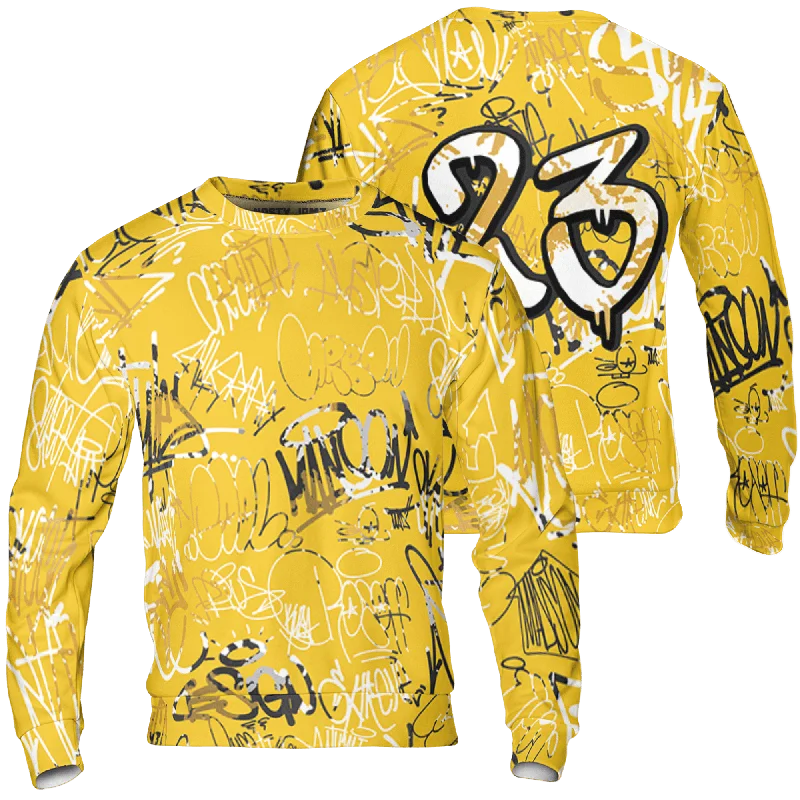 NastyJamz Yellow Ochre 6s Sweatshirt Match 23 Hiphop Graffiti Pattern All-Over Print