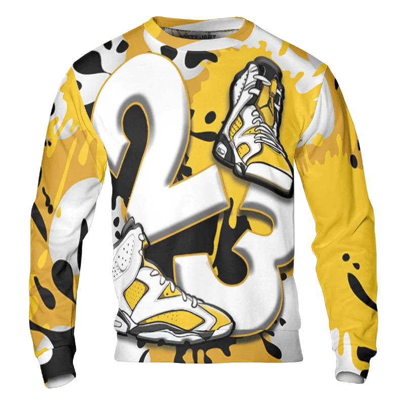 NastyJamz Yellow Ochre 6s Sweatshirt Match Number 23 Paint White Monochrome Ball All-Over Print