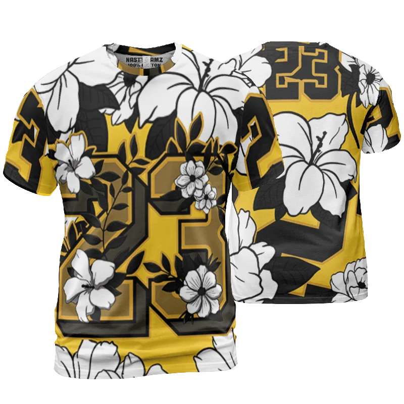 NastyJamz Yellow Ochre 6s T Shirt Match 23 Floral Flowers All-Over Print