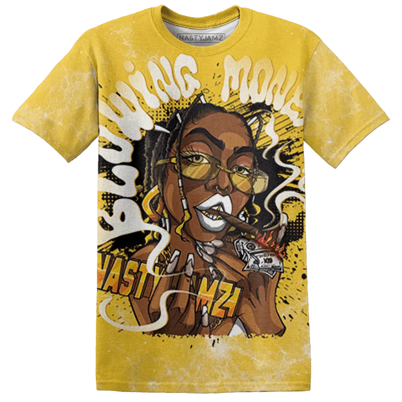 NastyJamz Yellow Ochre 6s T-Shirt Match Blowing Money Fast Girl All-Over Print