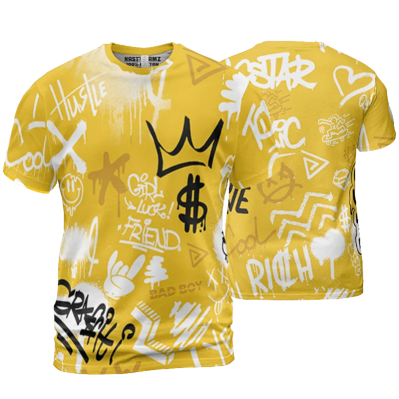 NastyJamz Yellow Ochre 6s T Shirt Match Graffiti King Doodle Style All-Over Print