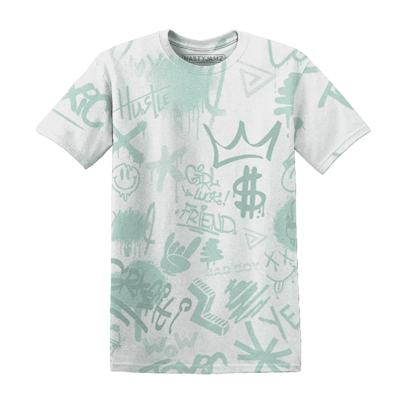 Relaxed-Fit Unisex Clothing Options NastyJamz AF 1 Low Jade Ice White T-Shirt Match Graffiti King Doodle Style All-Over Print