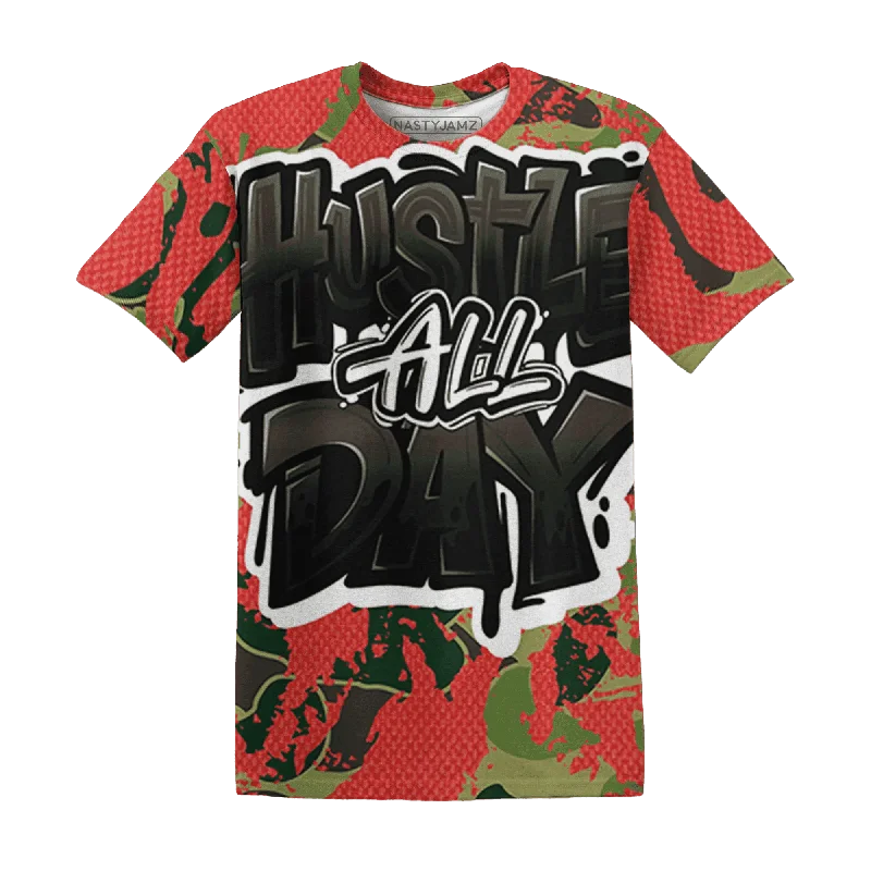 Comfortable Unisex Streetwear AM 90 Dark Sage Solar Red NastyJamz T-Shirt Match Hustle All Day All-Over Print