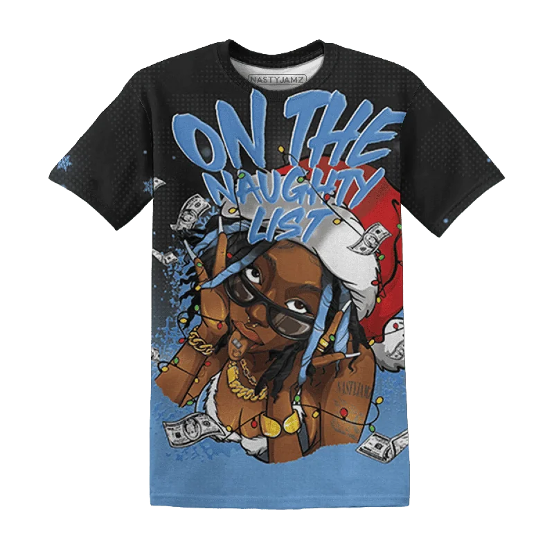 Elegant And Minimal Gender-Free Clothing AM Plus Black Univercitii Blue NastyJamz T-Shirt Match Xmas Naughty List All-Over Print