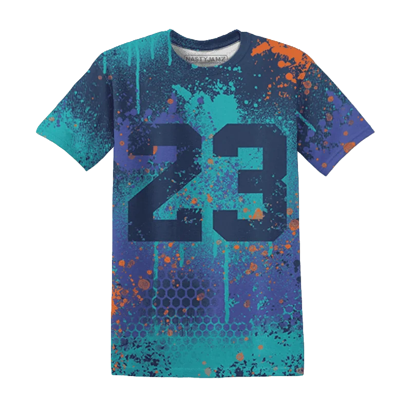 NastyJamz AM Plus Drift Midnight Navy Total Orange Dusty Cactus T-Shirt Match 23 Painted Graffiti