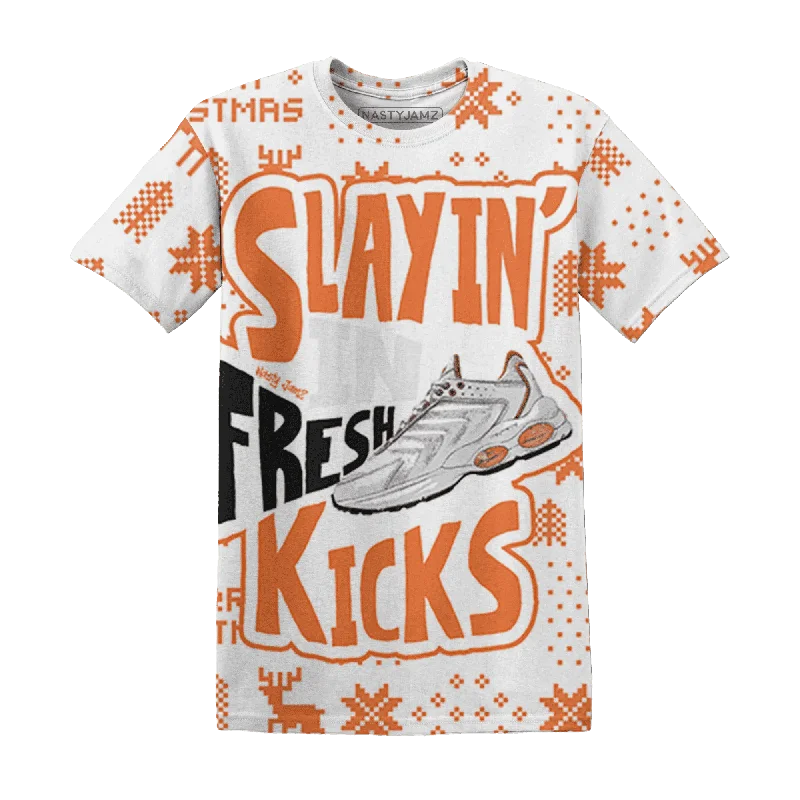 Contemporary Gender-Free Clothing Styles AM TW White Orange NastyJamz T-Shirt Match Slayin Kicks All-Over Print