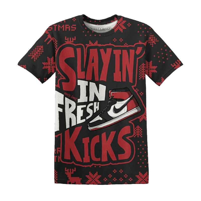 Comfortable Gender-Free Fashion Choices Black Toe Reimagined 1s NastyJamz T-Shirt Match Slayin Kicks All-Over Print