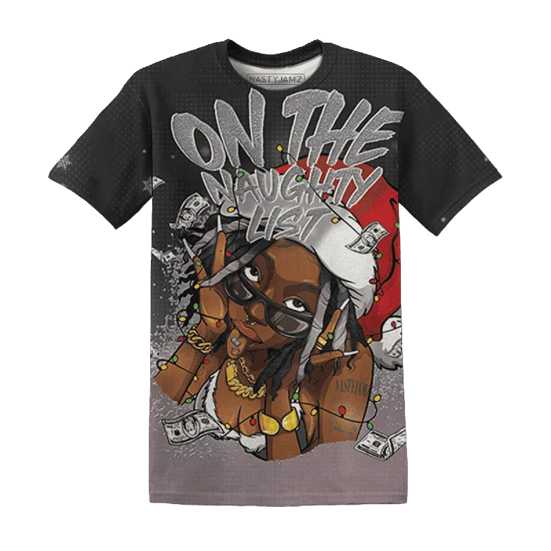 Trendy Unisex Streetwear Fashion Black Violet Ore 3s NastyJamz T-Shirt Match Xmas Naughty List All-Over Print