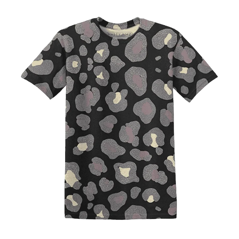Elegant And Minimal Gender-Free Clothing NastyJamz Black Violet Ore 3s T-Shirt Match Leopard Pattern All-Over Print