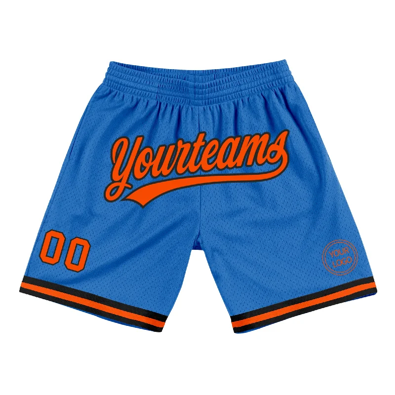 Custom Blue Orange-Black Authentic Throwback Basketball Shorts