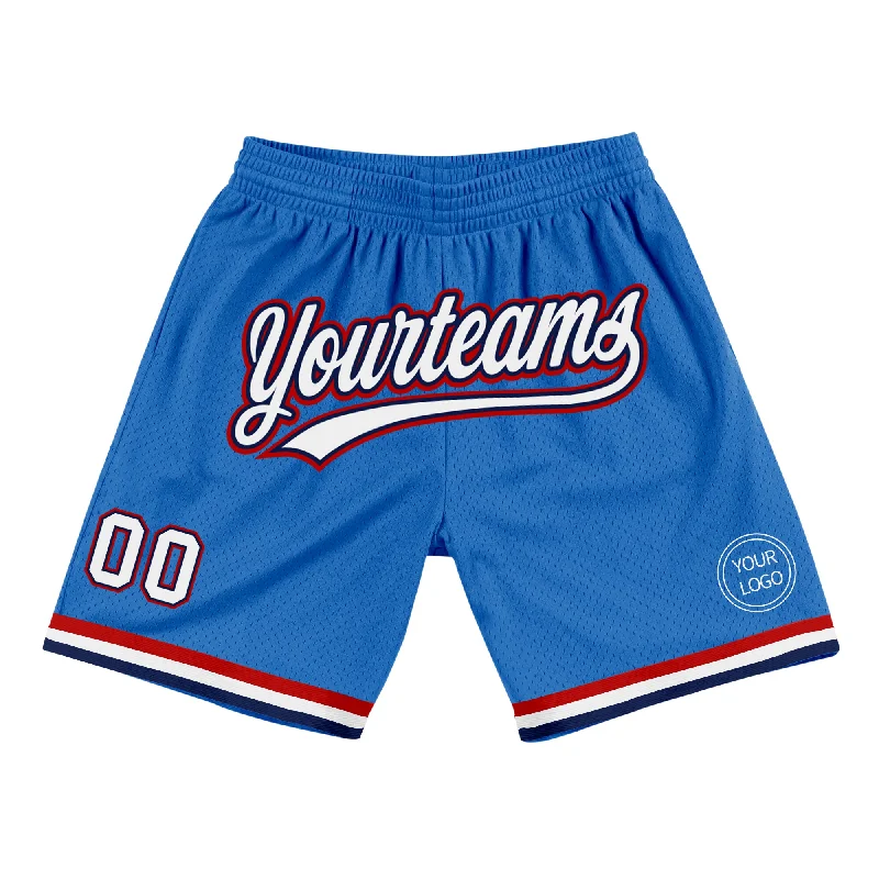 Custom Blue White Navy-Red Authentic Throwback Basketball Shorts