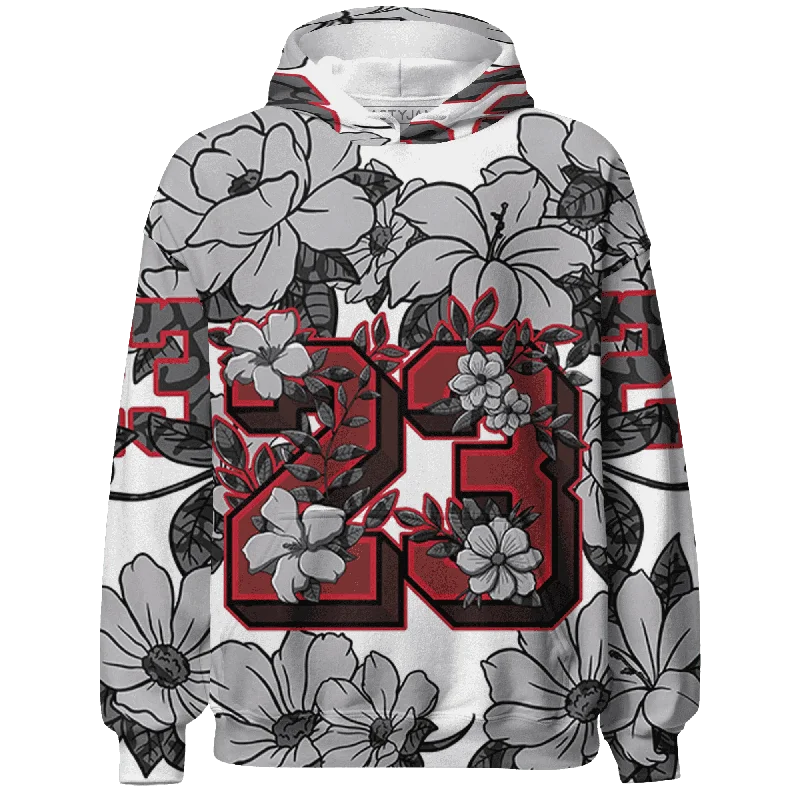 NastyJamz Cement Grey 3s Hoodie Match 23 Floral Flower All-Over Print