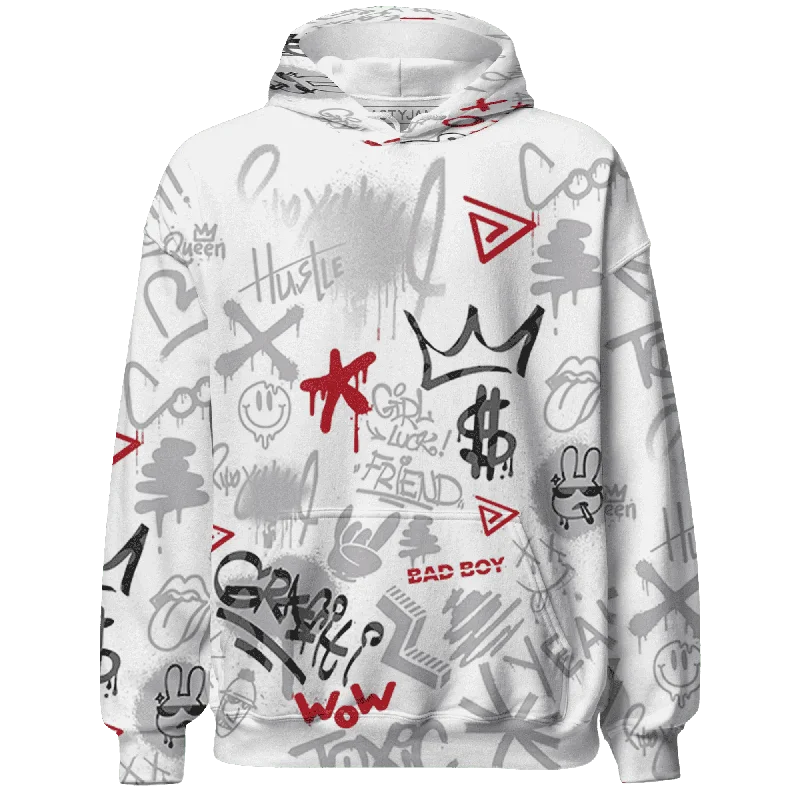 NastyJamz Cement Grey 3s Hoodie Match Graffiti King Doodle Style All-Over Print