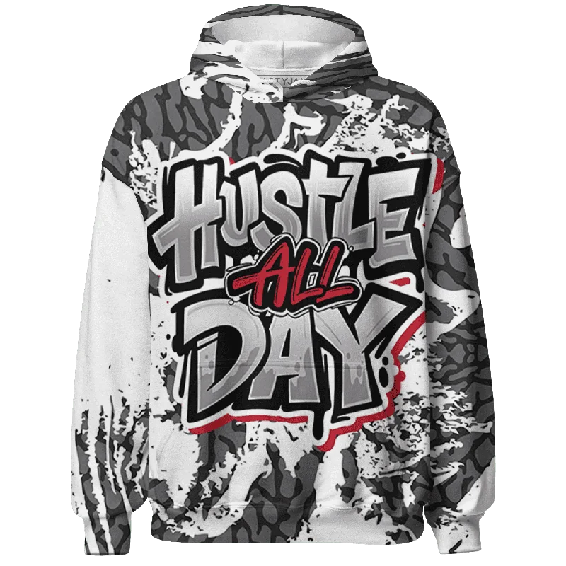 NastyJamz Cement Grey 3s Hoodie Match Hustle All Day All-Over Print