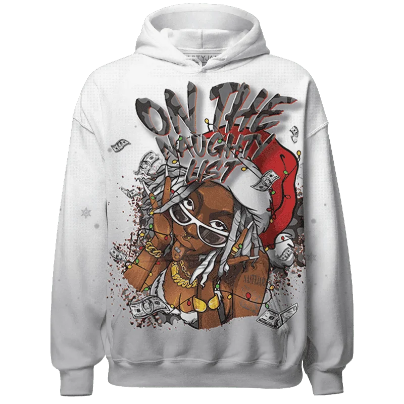 Cement Grey 3s NastyJamz Hoodie Match Xmas Naughty List All-Over Print