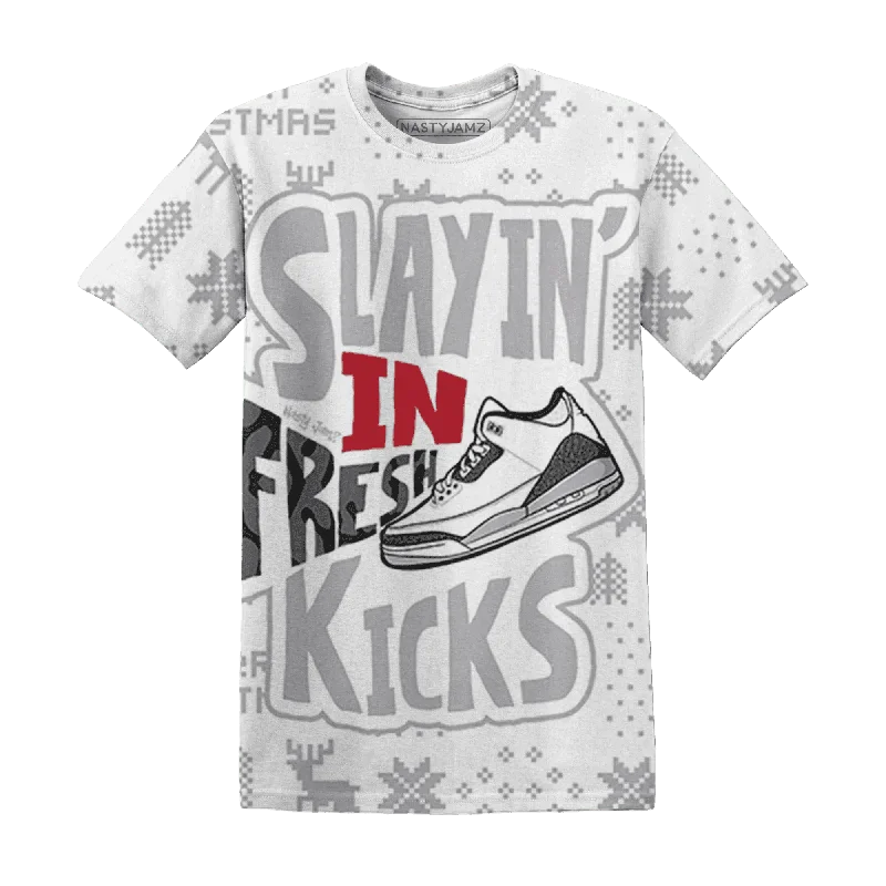 Everyday Wear For Men And Women Cement Grey 3s NastyJamz T-Shirt Match Slayin Kicks All-Over Print