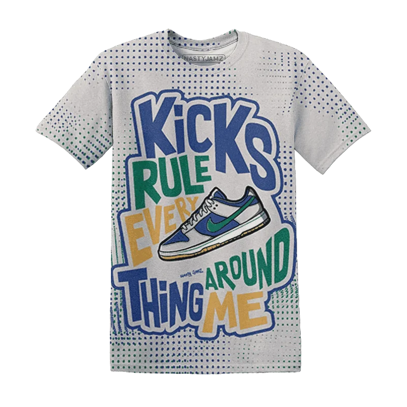 Modern Unisex Wardrobe Staples Dunk Hyper Royal Malachite NastyJamz T-Shirt Match Kicks Rule All-Over Print