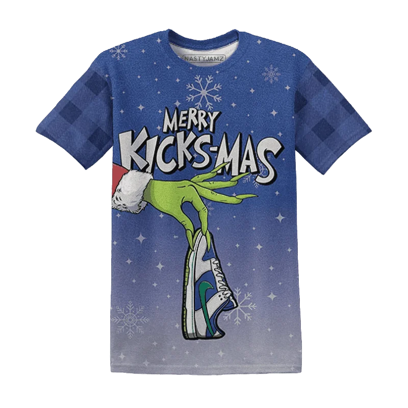 Sustainable Gender-Neutral Apparel Dunk Hyper Royal Malachite NastyJamz T-Shirt Match Merry Kicksmas All-Over Print