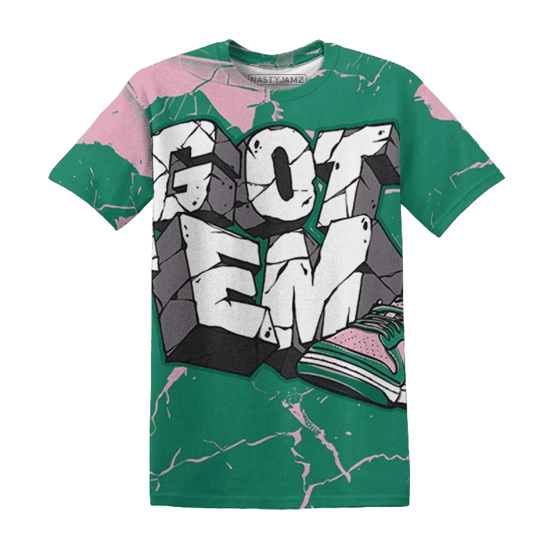 Bold And Trendy Gender-Neutral Outfits NastyJamz Dunk Pink Malachite Medium Soft Low Sail T-Shirt Match Got Em All-Over Print