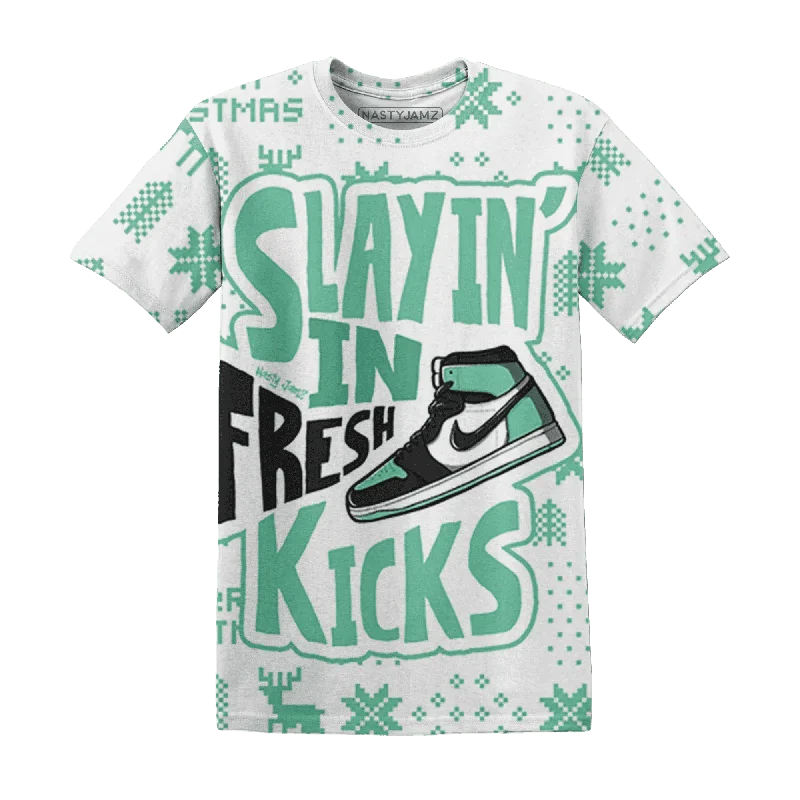 Urban-Inspired Unisex Fashion Trends Green Glow 1s NastyJamz T-Shirt Match Slayin Kicks All-Over Print