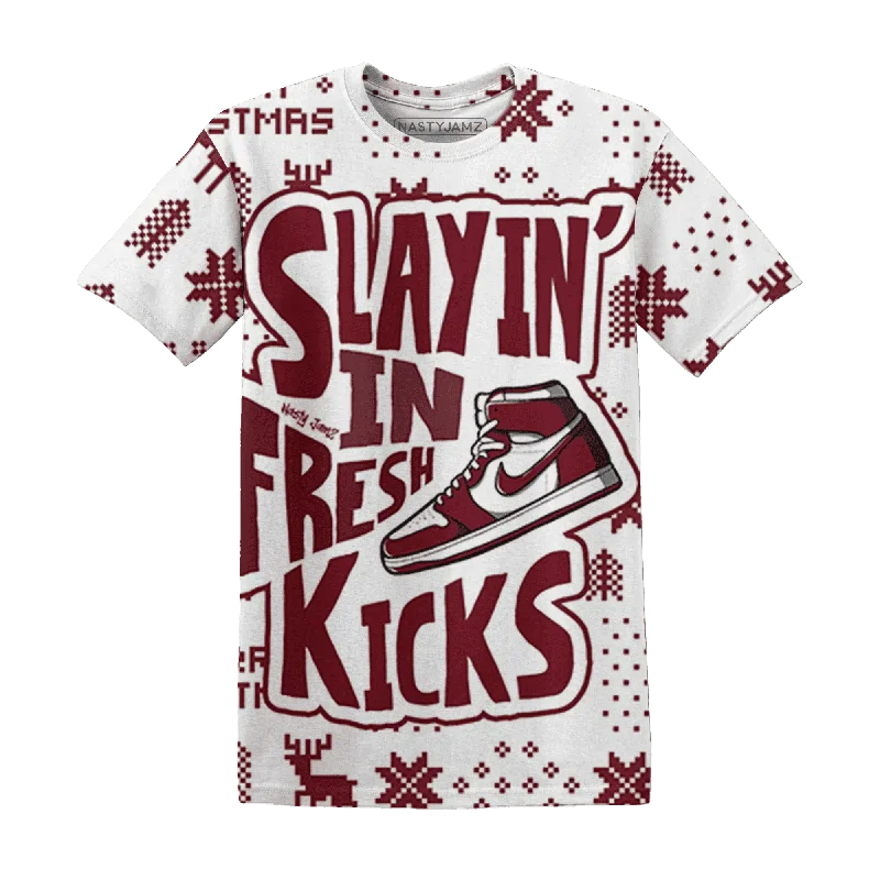 Contemporary Gender-Free Clothing Styles High White Team Red 1s NastyJamz T-Shirt Match Slayin Kicks All-Over Print