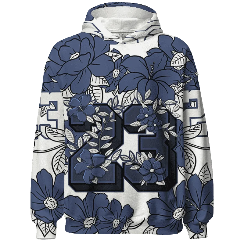 NastyJamz Low Diffused Blue 11s Hoodie Match 23 Floral Flower All-Over Print