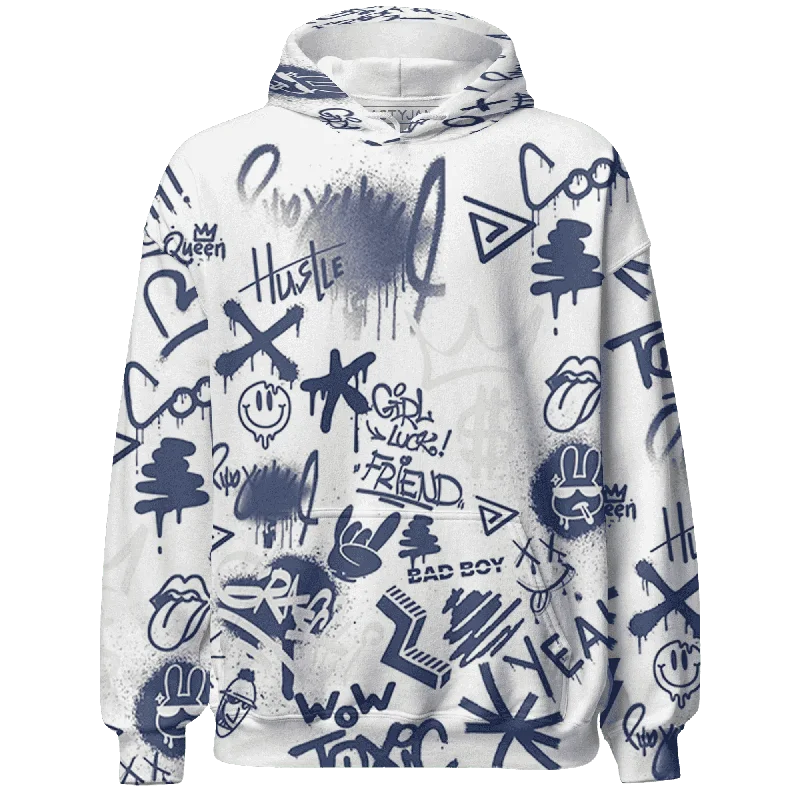 NastyJamz Low Diffused Blue 11s Hoodie Match Graffiti King Doodle Style All-Over Print