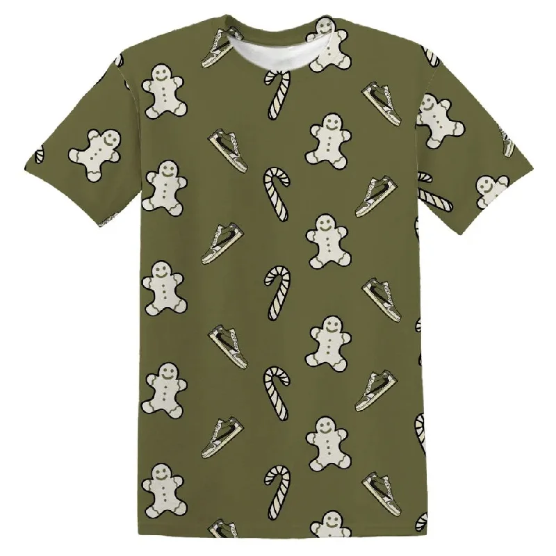 Unisex Casual Wear For All Seasons Medium Olive 1s NastyJamz T-Shirt Match Candy Cookie Kicks All-Over Print