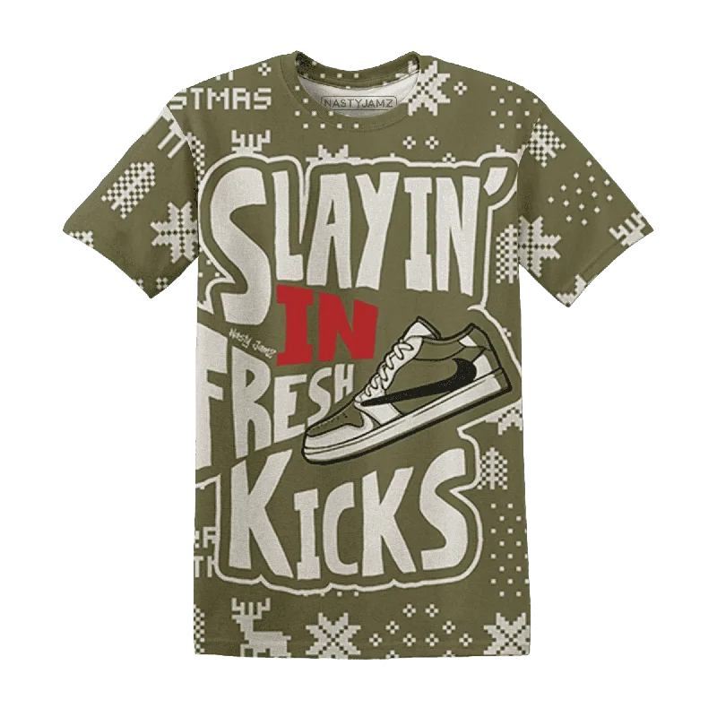 Gender-Neutral Fashion For Everyday Style Medium Olive 1s NastyJamz T-Shirt Match Slayin Kicks All-Over Print