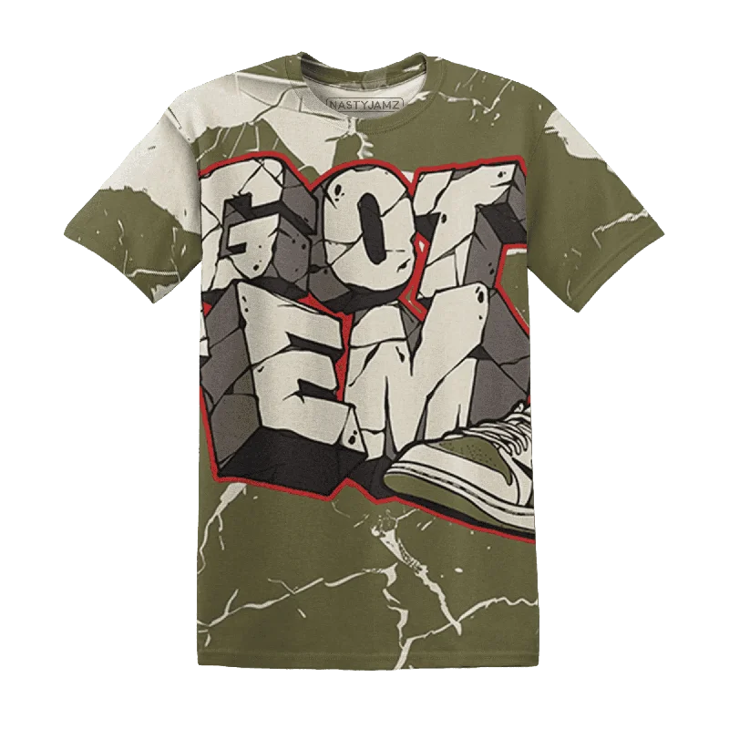 Breathable And Lightweight Unisex Wear NastyJamz Medium Olive 1s T-Shirt Match Got Em All-Over Print