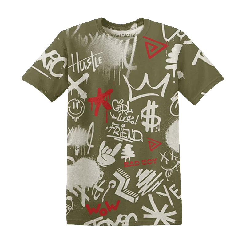 Versatile Clothing For All Genders NastyJamz Medium Olive 1s T-Shirt Match Graffiti King Doodle Style All-Over Print