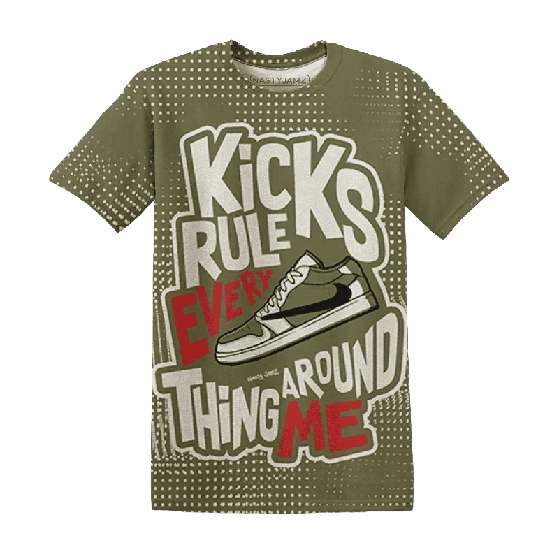Minimalist Unisex Fashion Must-Haves NastyJamz Medium Olive 1s T-Shirt Match Kicks Rule All-Over Print