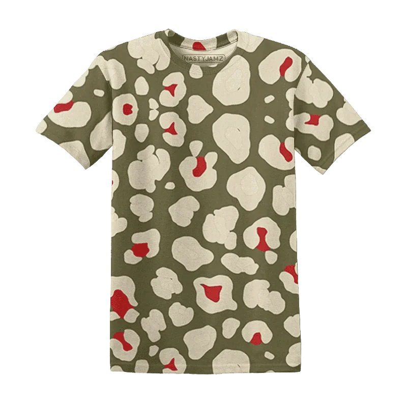 Lightweight And Breathable Unisex Wear NastyJamz Medium Olive 1s T-Shirt Match Leopard Pattern All-Over Print