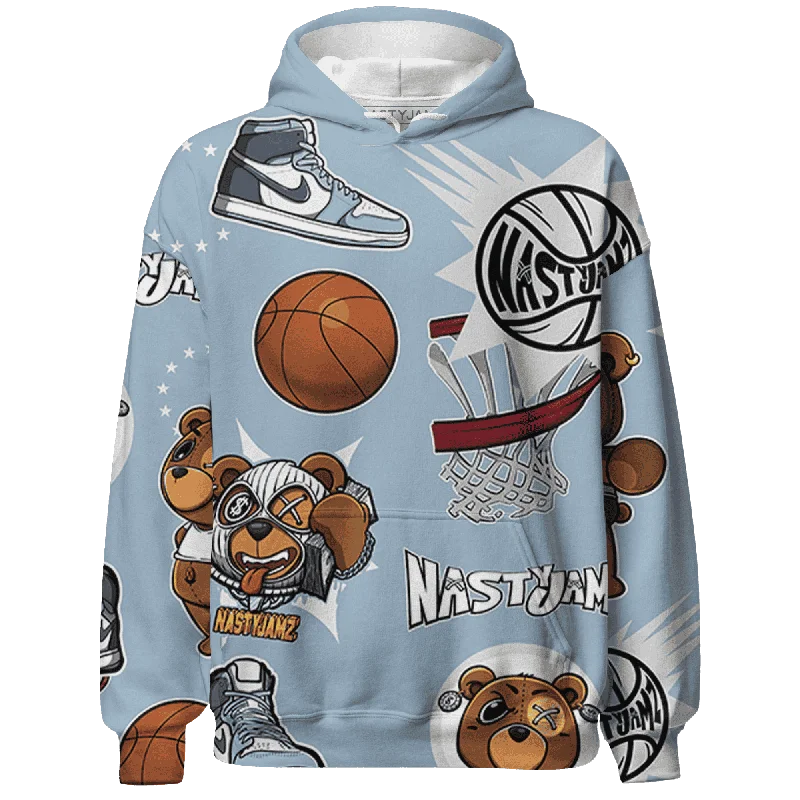 NastyJamz Mid Diffused Blue Grey 1s Hoodie Match BER Icon Wallpapers All-Over Print