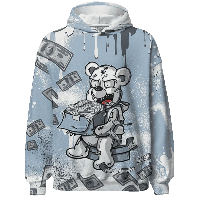 NastyJamz Mid Diffused Blue Grey 1s Hoodie Match Cash Money Splash Paint All-Over Print