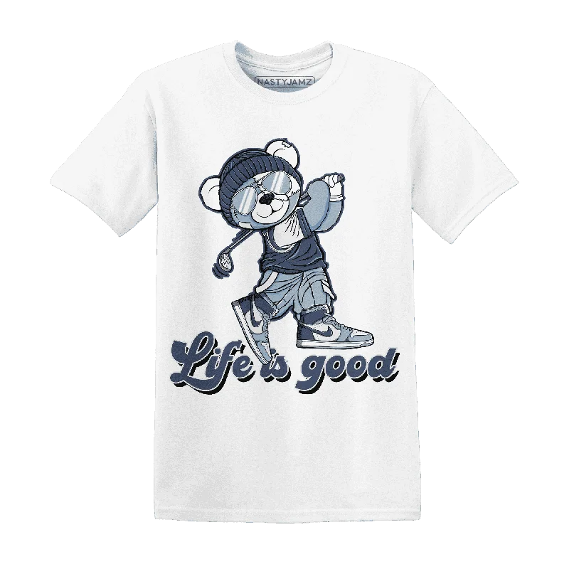 NastyJamz Mid Diffused Blue Grey 1s T-Shirt Match BER Like Golf