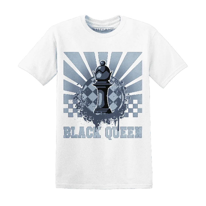 NastyJamz Mid Diffused Blue Grey 1s T-Shirt Match Black Queen Collection