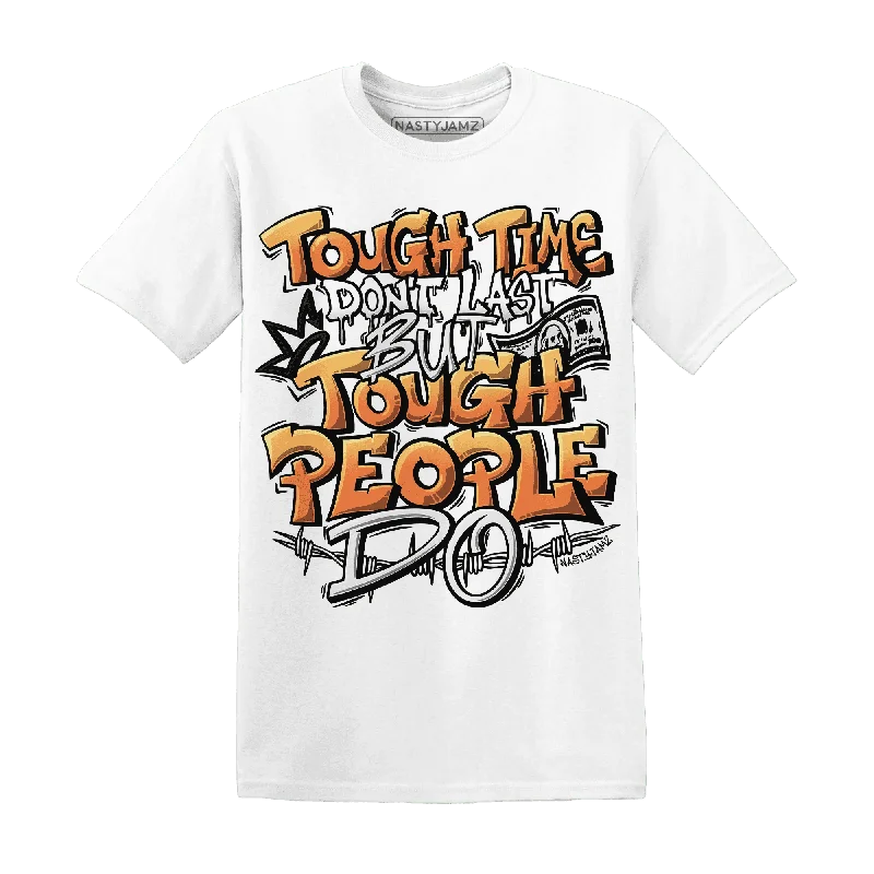 NastyJamz AM TW White Orange T-Shirt Match Tough People Never Fall