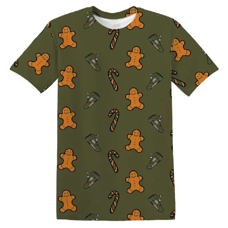All-Season Unisex Clothing Collection Olive 5s NastyJamz T-Shirt Match Candy Cookie Kicks All-Over Print