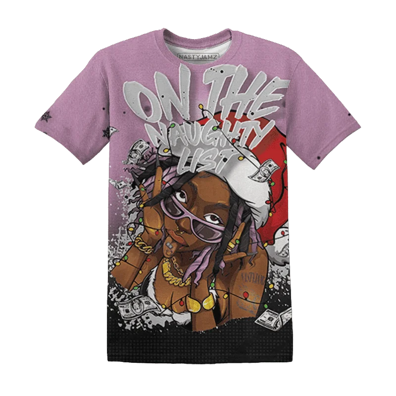 Unisex Casual Fashion Trends Orchid Neutral Grey Black White 4s NastyJamz T-Shirt Match Xmas Naughty List All-Over Print