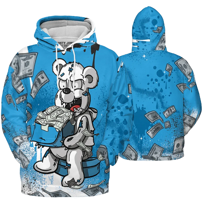 NastyJamz Powder Blue 9s Hoodie Match Cash Money Splash Paint All-Over Print